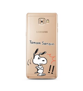 Snoopy Tasarımlı Süper Şeffaf Silikon Telefon Kılıfı Samsung C9 Pro