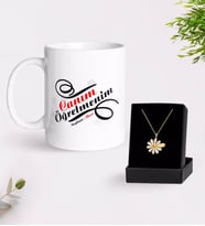BK Gift Kişiye Özel Canım Öğretmenim Beyaz Kupa ve Papatya Kolye Hediye Seti-2 (Model 1)