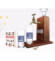 BK Gift Kişiye Özel Renkli Baskılı İstanbul Tasarımlı İkili Rakı Bardağı Ahşap Rakı Standı ve Cep Kitabı Hediye Seti-2 (Model 1)