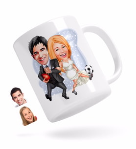 BK Gift Kişiye Özel Sevgililer Karikatürlü Beyaz Kupa Bardak-15