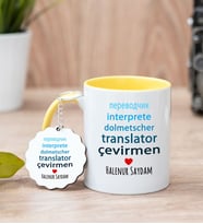 Çevirmen Sarı Kupa Bardak Ve Anahtarlık Set