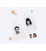 BK Gift Kişiye Özel İkili İsimli Erkek ve Kadın Silüet Beyaz Mutfak Önlüğü Seti-1