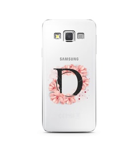 Pembe Çiçekli Harf Tasarım Süper Şeffaf Silikon Telefon Kılıfı Samsung A3 (2015)