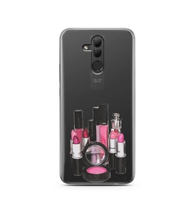 Makyaj Tasarımlı Süper Şeffaf Silikon Telefon Kılıfı Huawei Mate 20 Lite