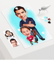 BK Gift Kişiye Özel Baba Kız Karikatür 240 Parça A3 Puzzle  2