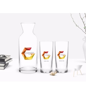 BK Gift Kişiye Özel Renkli Baskılı Gaziantep Tasarımlı Turistik İkili Rakı Bardağı ve Karaf Hediye Seti-1 (Model 1)