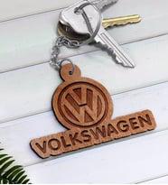 Volkswagen Logolu Ahşap Anahtarlık-2 (Beyaz)