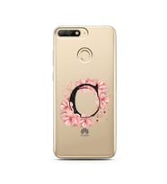 Pembe Çiçekli Harf Tasarım Süper Şeffaf Silikon Telefon Kılıfı Huawei Y6 Prime 2