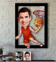 BK Gift Kişiye Özel Bay Basketbolcu Karikatürlü 3D Ahşap Tablo-1