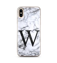 Iphone Xs Beyaz Mermer Harf Tasarımlı Telefon Kılıfı W-Harfi 
