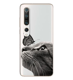 Kedi Kelebek Tasarımlı Süper Şeffaf Silikon Telefon Kılıfı Xiomai Mi10-pro