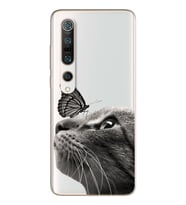 Kedi Kelebek Tasarımlı Süper Şeffaf Silikon Telefon Kılıfı Xiomai Mi10-pro