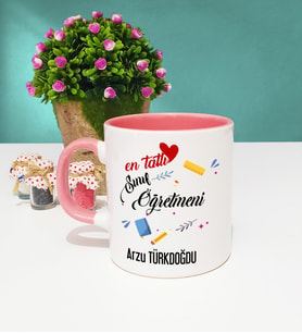 Mesajlı Sınıf Öğretmeni Kupa Bardak Pembe