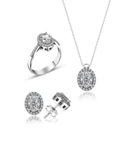 Swarovski Taşlı " OVAL " Model Tasarım Gümüş Set