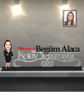 Kişiye Özel Öğretmen Karikatürlü Kolay Yetişmiyor Ahşap Biblo Bayan-15