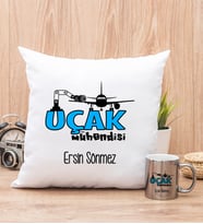 Uçak Mühendisi Yastık ve Silver Kupa Bardak