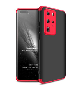 Microsonic Huawei P40 Pro Kılıf Double Dip 360 Protective Siyah Kırmızı