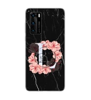 Mermer Çiçekli Harf Tasarım Süper Şeffaf Silikon Telefon Kılıfı Huawei P40 L-Har