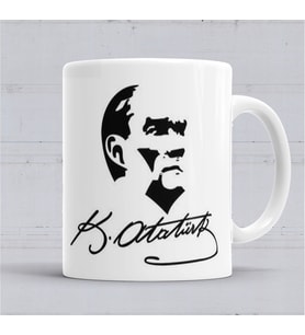 Mustafa Kemal Atatürk İmzalı Kupa Bardak  Porselen