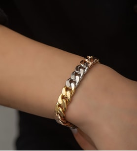 Papatya Silver 925 Ayar 3 Renk Kaplama Büyük Boy Hallow Gurmet Gümüş Bileklik