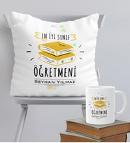 BK Gift Kişiye Özel En İyi Sınıf Öğretmeni Temalı Yastık Kupa Seti - 6