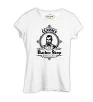 Barber Shop Beyaz Kadın Tshirt