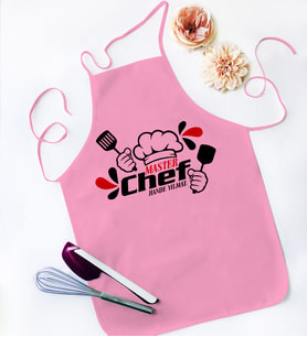 BK Gift Kişiye Özel Chef Pembe Mutfak Önlüğü  2