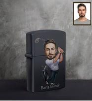 Kişiye Özel Golfçü Karikatürlü UV Baskılı Siyah Benzinli Çakmak Bay-3
