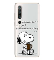 Snoopy Tasarımlı Süper Şeffaf Silikon Telefon Kılıfı Xiomai Mi10- Mi 10 Pro