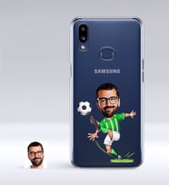 BK Gift Kişiye Özel Yeşil Beyaz Futbolcu Karikatürlü Samsung Galaxy A10s İnce Şeffaf Silikon Telefon Kapağı