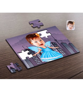 BK Gift Kişiye Özel Kız Çocuk Peri Karikatürlü Ahşap Puzzle-1