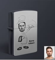 Kişiye Özel Aşçı Tasarımlı Karikatür Siyah Benzinli Çakmak Bay-3