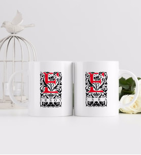 BK Gift Kişiye Özel Harf ve İsim Tasarımlı İkili Beyaz Kupa Bardak-9