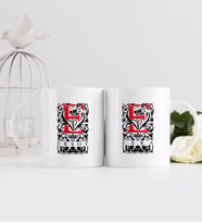 BK Gift Kişiye Özel Harf ve İsim Tasarımlı İkili Beyaz Kupa Bardak-9