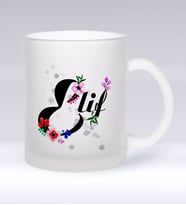 BK Gift Kişiye Özel Harf Buzlu Cam Kupa Bardak-3 (Beyaz)