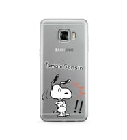 Snoopy Tasarımlı Süper Şeffaf Silikon Telefon Kılıfı Samsung C5  