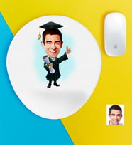 BK Gift Kişiye Özel Bay Mezun Karikatürlü Bilek Destekli Mouse Pad (Beyaz)