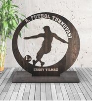 BK Gift Kişiye Özel Futbol Tasarımlı Ahşap Plaket  Ödül Model 1