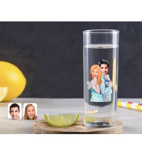 BK Gift Kişiye Özel Renkli Baskılı Sevgililer Karikatürlü Vodka Bardağı-87 (Beyaz)