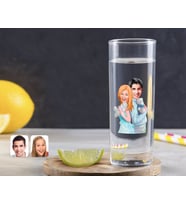 BK Gift Kişiye Özel Renkli Baskılı Sevgililer Karikatürlü Vodka Bardağı-87 (Beyaz)