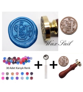 Retro Mektup Mühürü Damga U Harfi + 30 Adet Mühür Mumu + Eritme Kaşığı