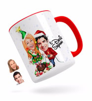 BK Gift Kişiye Özel Yeni Yıl Sevgililer Karikatürlü Kırmızı Kupa Bardak-1