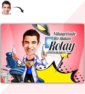BK Gift Kişiye Özel Bay Diş Hekimi Karikatür Baskılı Yaş Pasta İçin Yenilebilir Şekerli Kağıt  1(Sadece Kağıt)