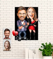 Kişiye Özel Hediye Sevgili  Karikatürlü Uv Baskılı Ahşap Tablo