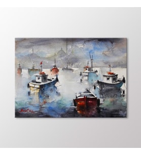 Arty Tablo Suluboya Tekneler ve İstanbul Tablo (Karışık)