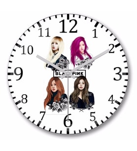 Black Pink    BlackPink Duvar Saati Bombeli Gercek Cam
