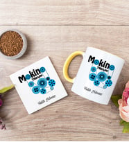 Makine Teknisyeni Sarı Kupa Bardak Ve Bardak Altlığı Seti