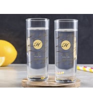 BK Gift Kişiye Özel Renkli Baskılı Baş Harf İsim Tasarımlı İkili Vodka Bardağı-3 (Beyaz)