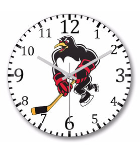Black Pittsburgh Penguins Duvar Saati Bombeli Gercek Cam
