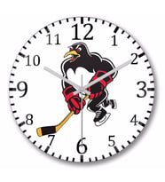 Black Pittsburgh Penguins Duvar Saati Bombeli Gercek Cam